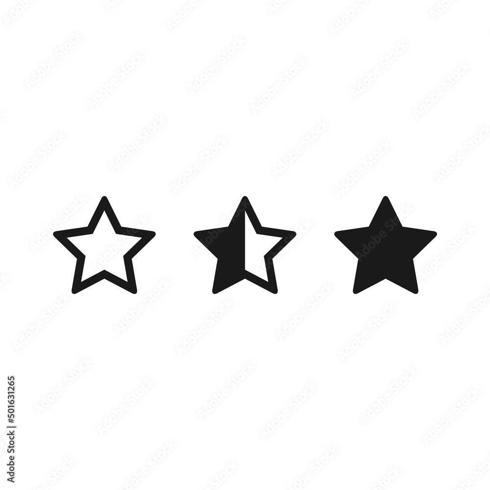 Star icon set. Rating stars symbol. 3 stars isolated on white background. Vector EPS10 Star icon set. Rating stars symbol. 3 stars isolated on white background. Vector EPS10