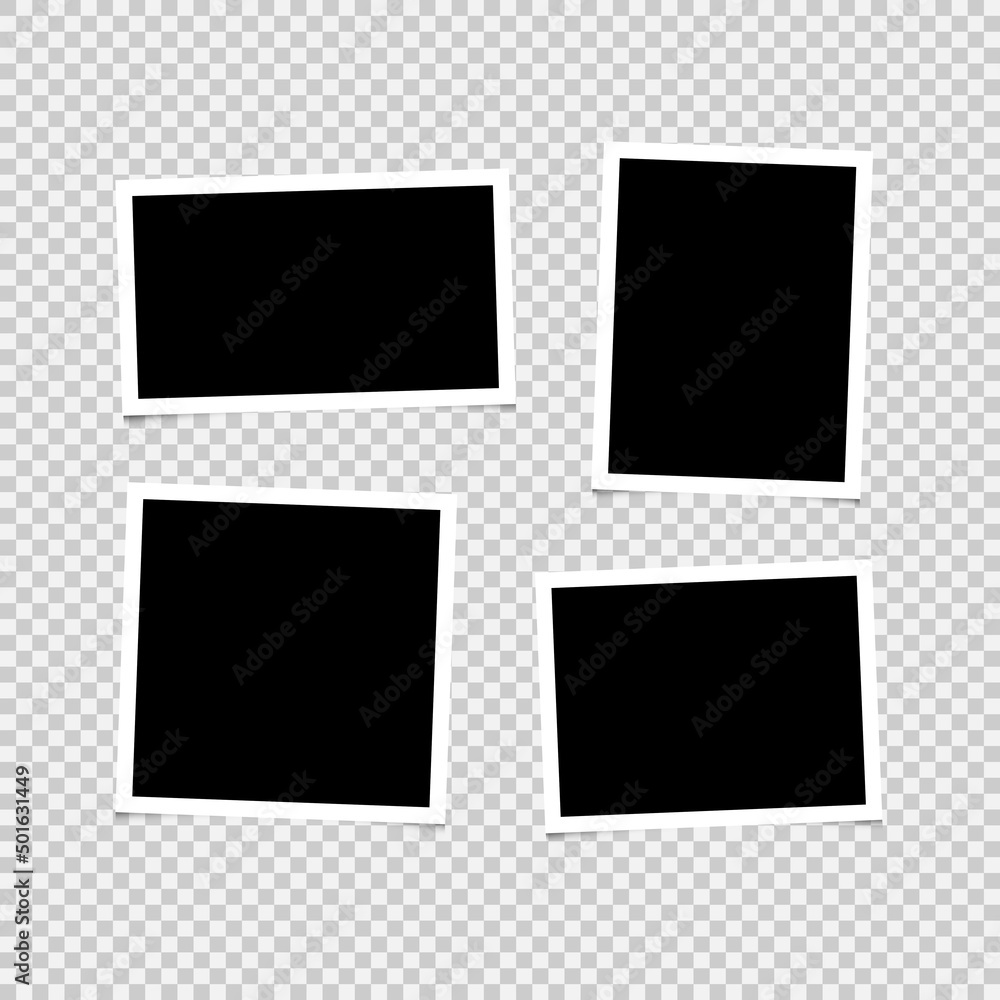 Photo frames with shadow set on transparent background. Vector illustration EPS10 Photo frames with shadow set on transparent background. Vector illustration EPS10