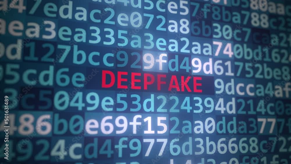 Code and DEEPFAKE text on the computer display Code and DEEPFAKE text on the computer display
