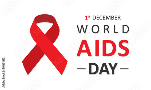 World AIDS Day 1 December banner. Red hiv ribbon awareness. Vector illustration EPS10