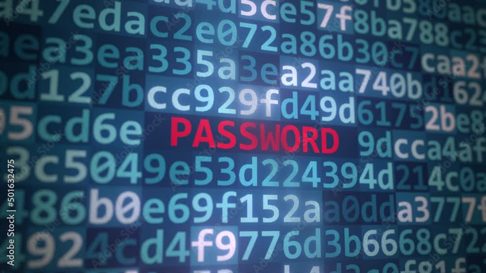 Code and PASSWORD text on the computer display Code and PASSWORD text on the computer display