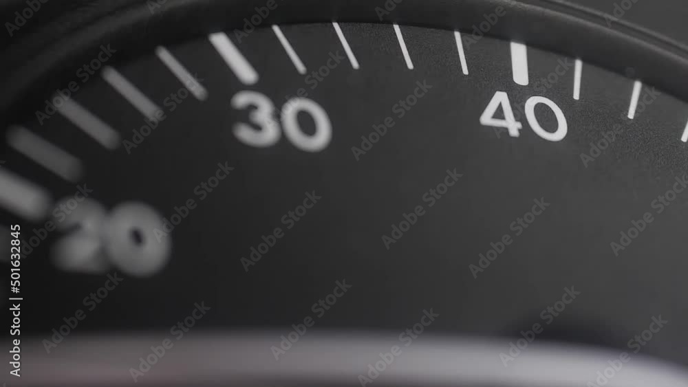 Tachometer needle. Car dashboard close-up. Deviation of the tachometer needle when pressing the accelerator. Tachometer needle. Car dashboard close-up. Deviation of the tachometer needle when pressing the accelerator.