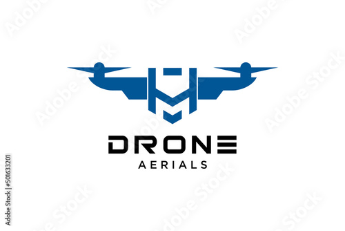 Letter H Drone logo design template. Photography drone icon vector. Creative design. Illustration