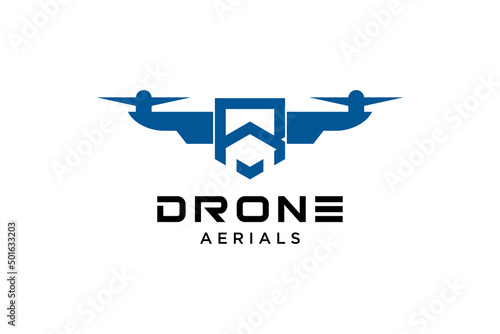 Letter R Drone logo design template. Photography drone icon vector. Creative design. Illustration