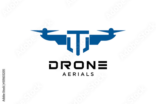 Letter T Drone logo design template. Photography drone icon vector. Creative design. Illustration