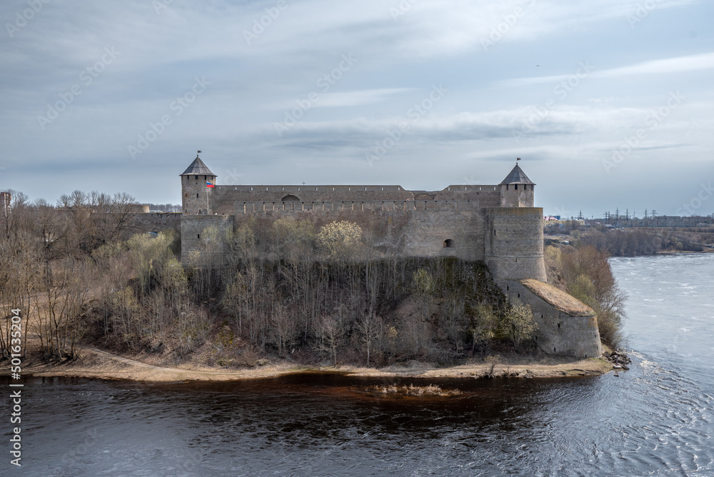 view of the river and the fortress, Ivangorod Fortress
in Russia