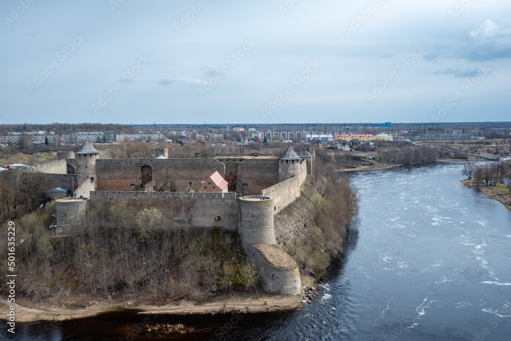 view of the river and the fortress, Ivangorod Fortress
in Russia