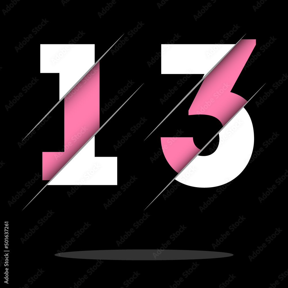 13 1 3 Number Logo Design with a Creative Cut and Black Circle ...