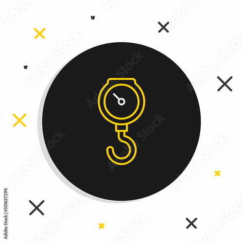 Line Hand scale spring mechanical icon isolated on white background. Colorful outline concept. Vector