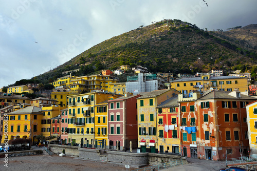 Murais de parede panorama of the seaside village of Nervi destination of many tourists Genoa Ital