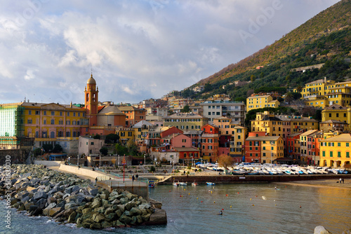 Fotografia panorama of the seaside village of Nervi destination of many tourists Genoa Ital