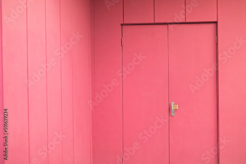 Pink interior. Door to hall. Painted walls. © Олег Копьёв