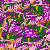 Cute abstract doodle artistic sketch seamless pattern. Background with crazy messy doodle art with different shapes, curls. Fantasy texture, textile, wrap, fabric.