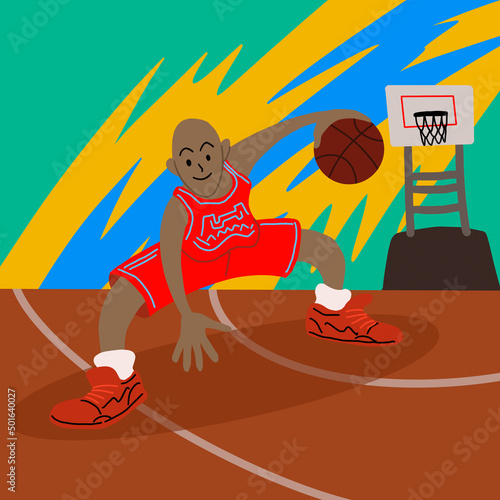 basketball man is playing with fun, concept illustration image