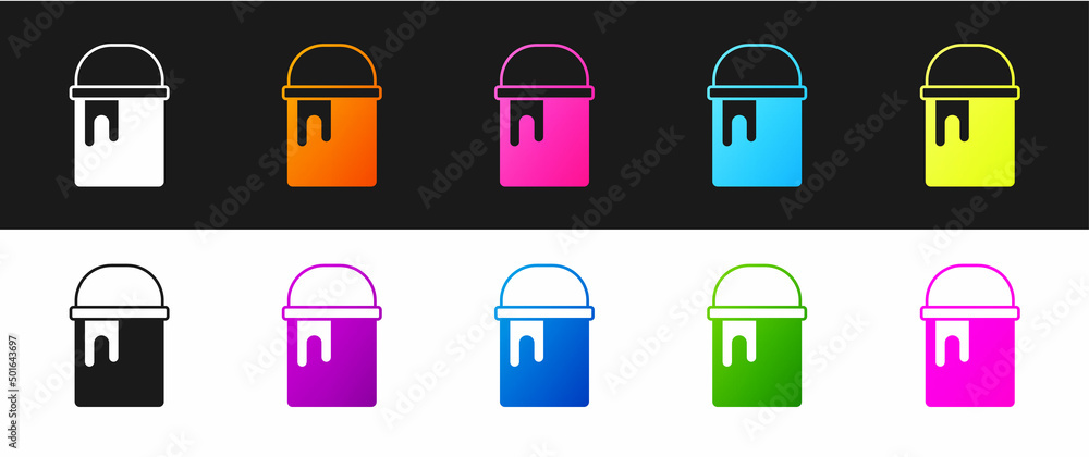 Set Paint bucket icon isolated on black and white background. Vector Set Paint bucket icon isolated on black and white background. Vector