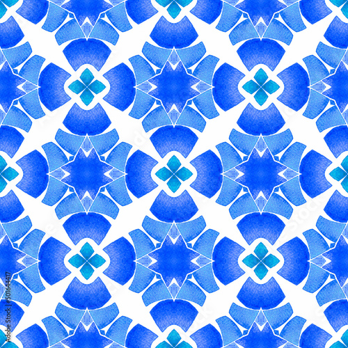 Organic tile. Blue attractive boho chic summer