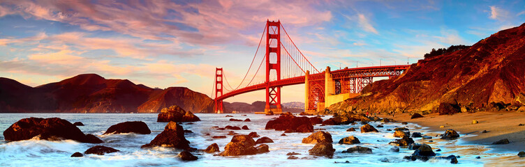 Canvas schilderij Golden Gate Bridge Golden Gate Bridge over Stille Oceaan  © Jennifer Chen