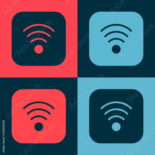 Pop art Wi-Fi wireless internet network symbol icon isolated on color background. Vector