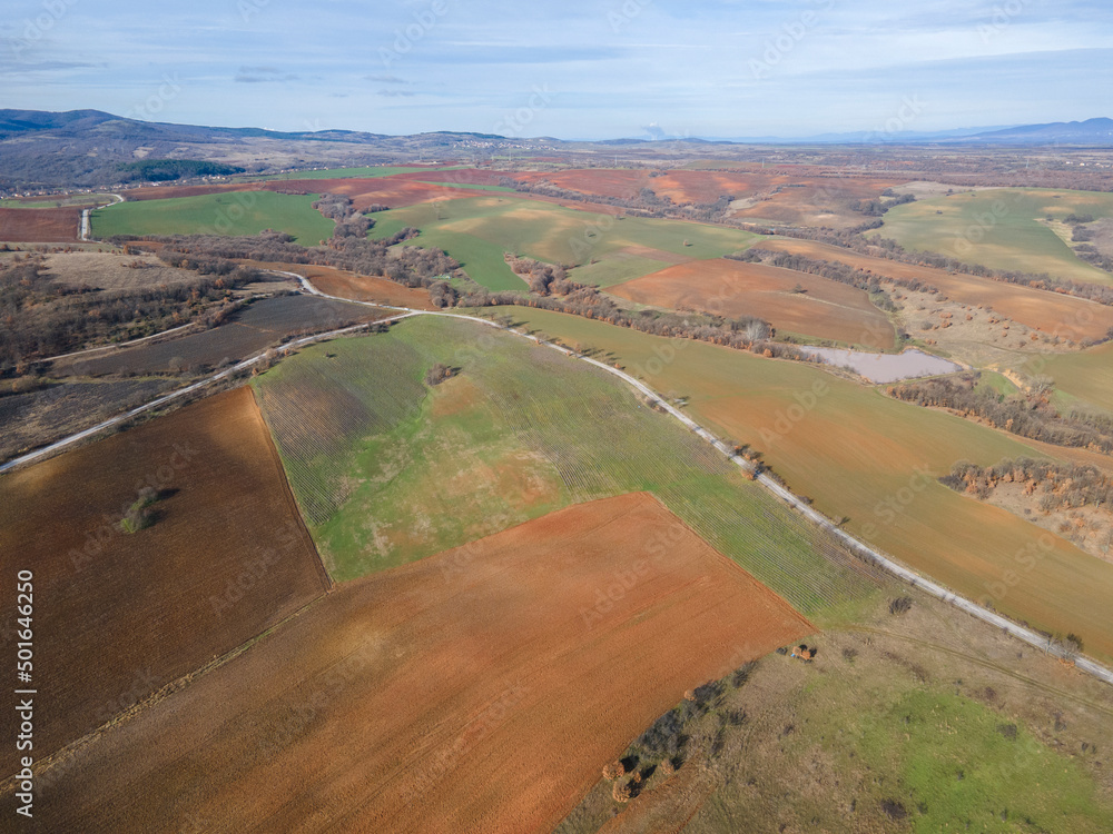 Aerial view of Sakar Mountain, Bulgaria