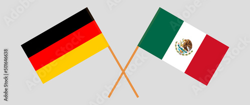 Crossed flags of Germany and Mexico. Official colors. Correct proportion