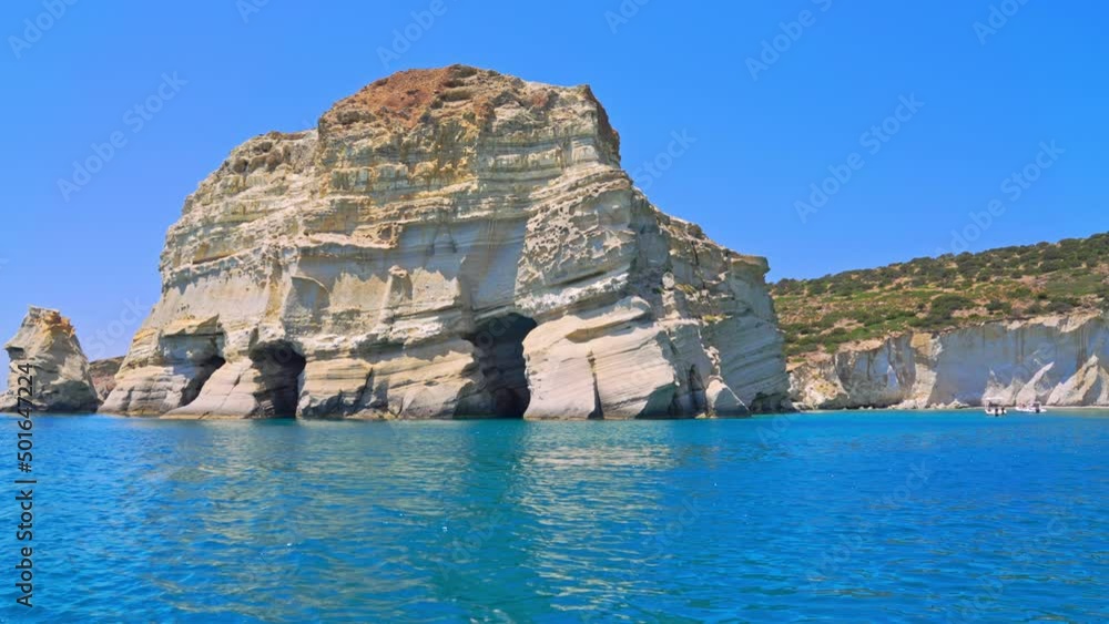 White rock formations at Kleftiko costline on the island of Milos ...