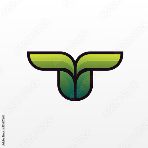 t logo leaf design