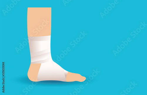 Elastic bandage, Foot medical and First Aid , health care illustration vector design.