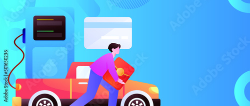 Refueling car vector creative concept illustration
