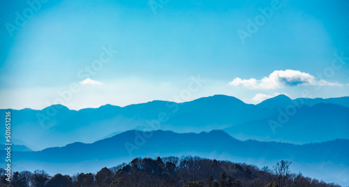 東京郊外から見る丹沢の山脈