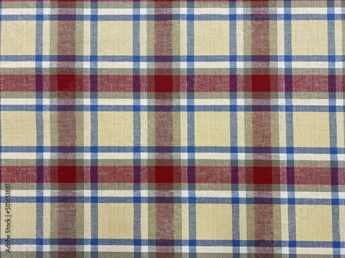 Colored checkered table cloth background. Texture of textile table napkin. Multicoloured gingham background.