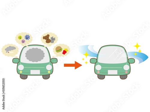 気になる車内の臭いを消臭したイラスト