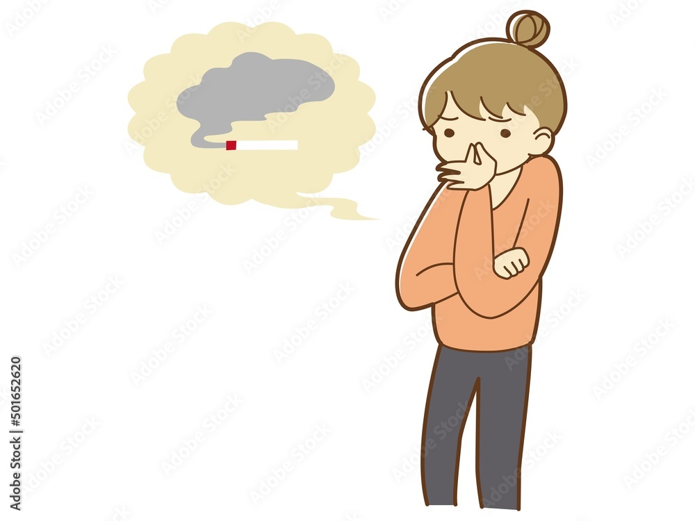 タバコのにおいが気になる女性のイラスト Stock Vector Adobe Stock