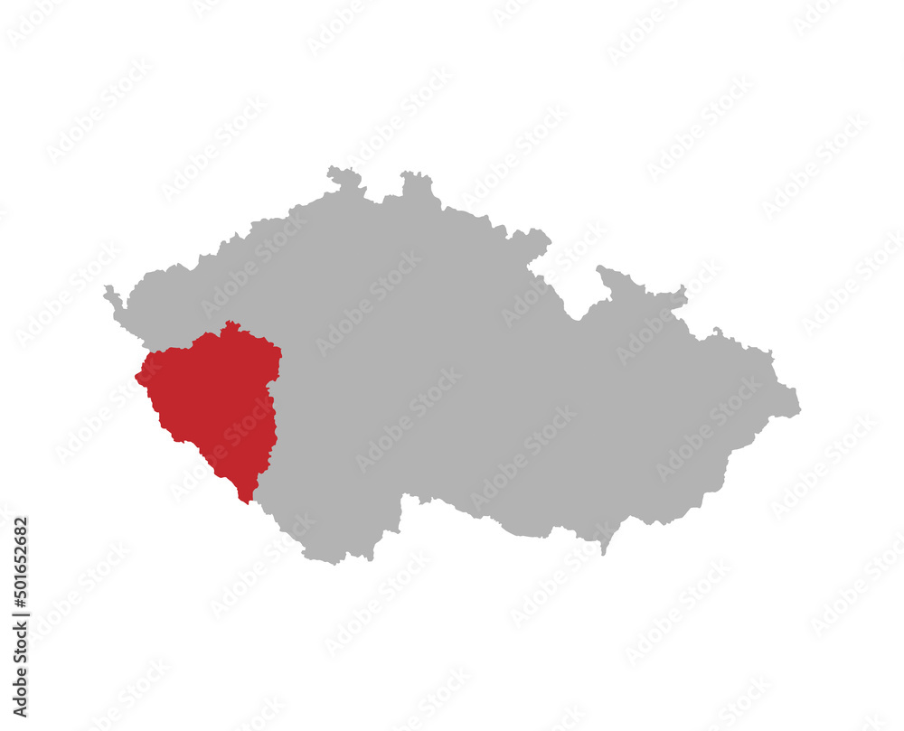 Czech map with Plzen region red highlight