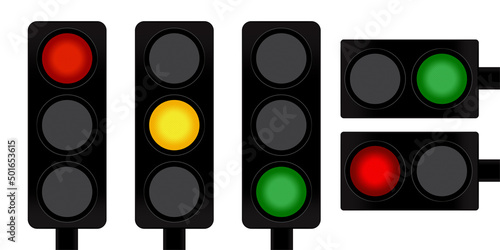 Black traffic lights on light background. Sign forbidden. Vector illustration. stock image. 