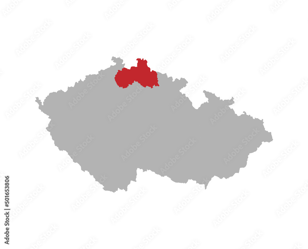 Czech map with Liberec region red highlight