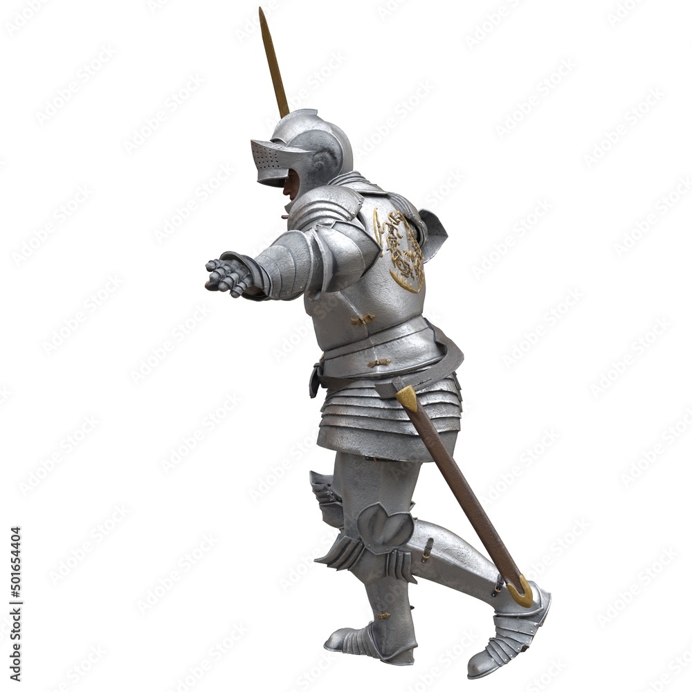 Medieval knight in armor isolated white background 3d illustration Medieval knight in armor isolated white background 3d illustration