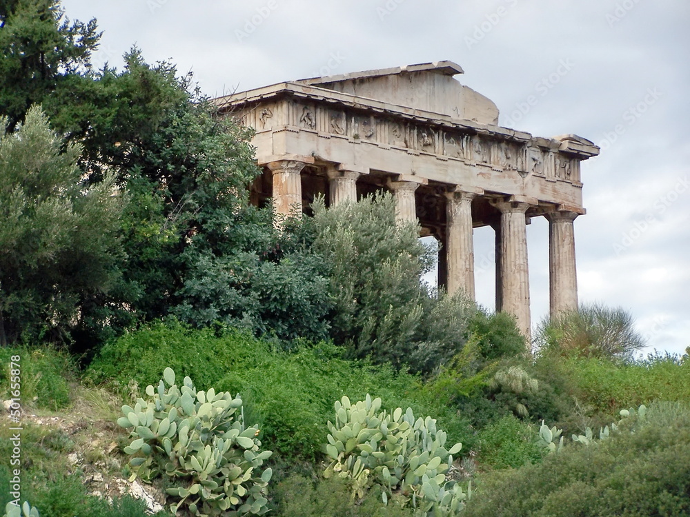 Temple in an archaeological park in Athens, Greece