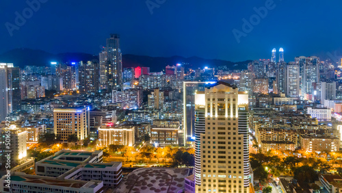 Aerial photography of Xiamen city night scene large format © 昊 周