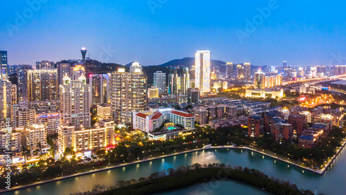 Aerial photography of Xiamen city night scene large format