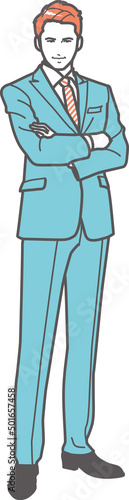 腕組みするビジネスマン　全身