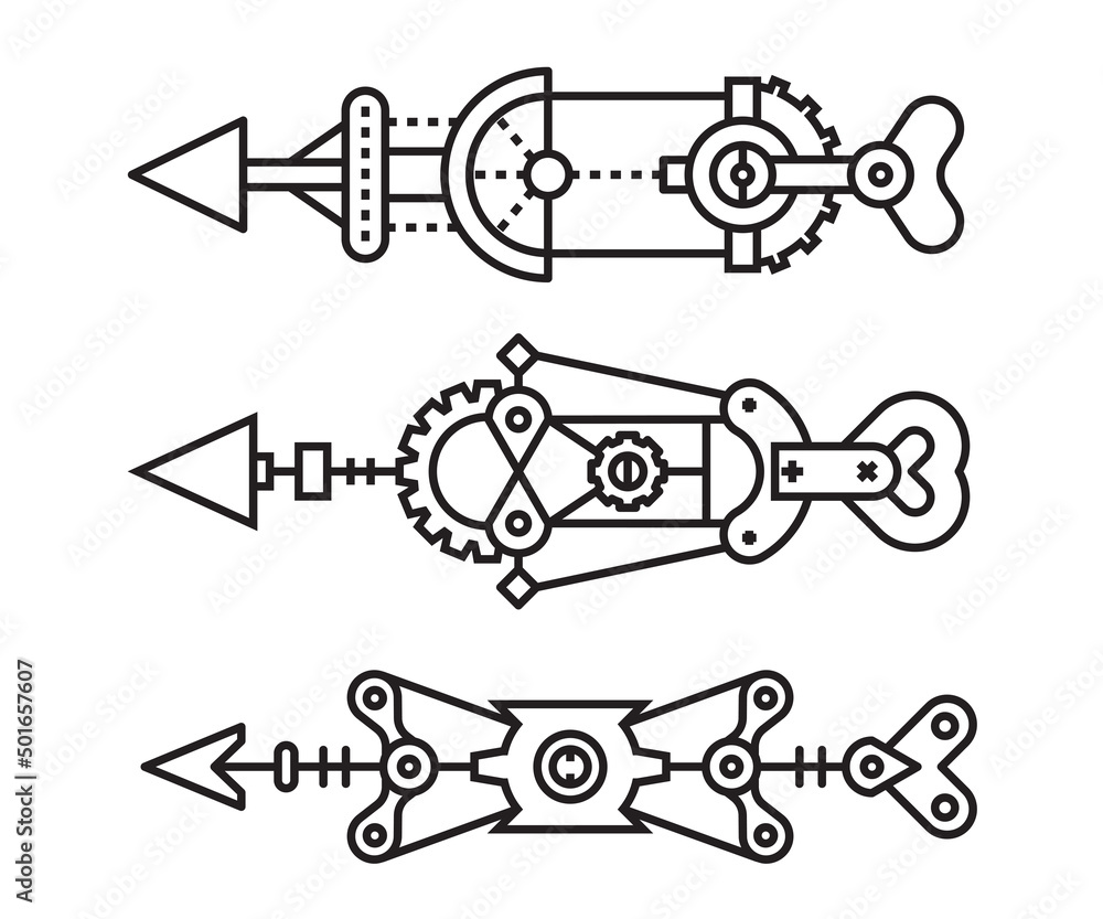 arrows vector line illustration steampunk style