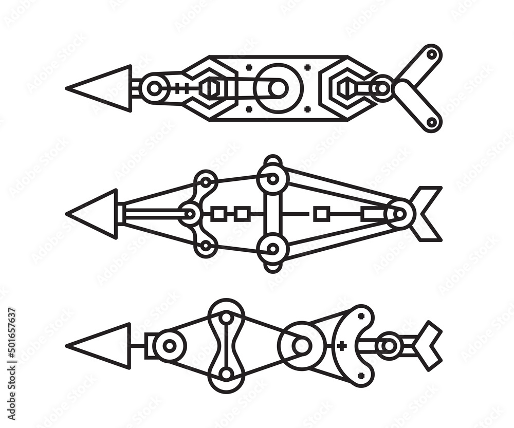arrows vector line illustration steampunk style arrows vector line illustration steampunk style