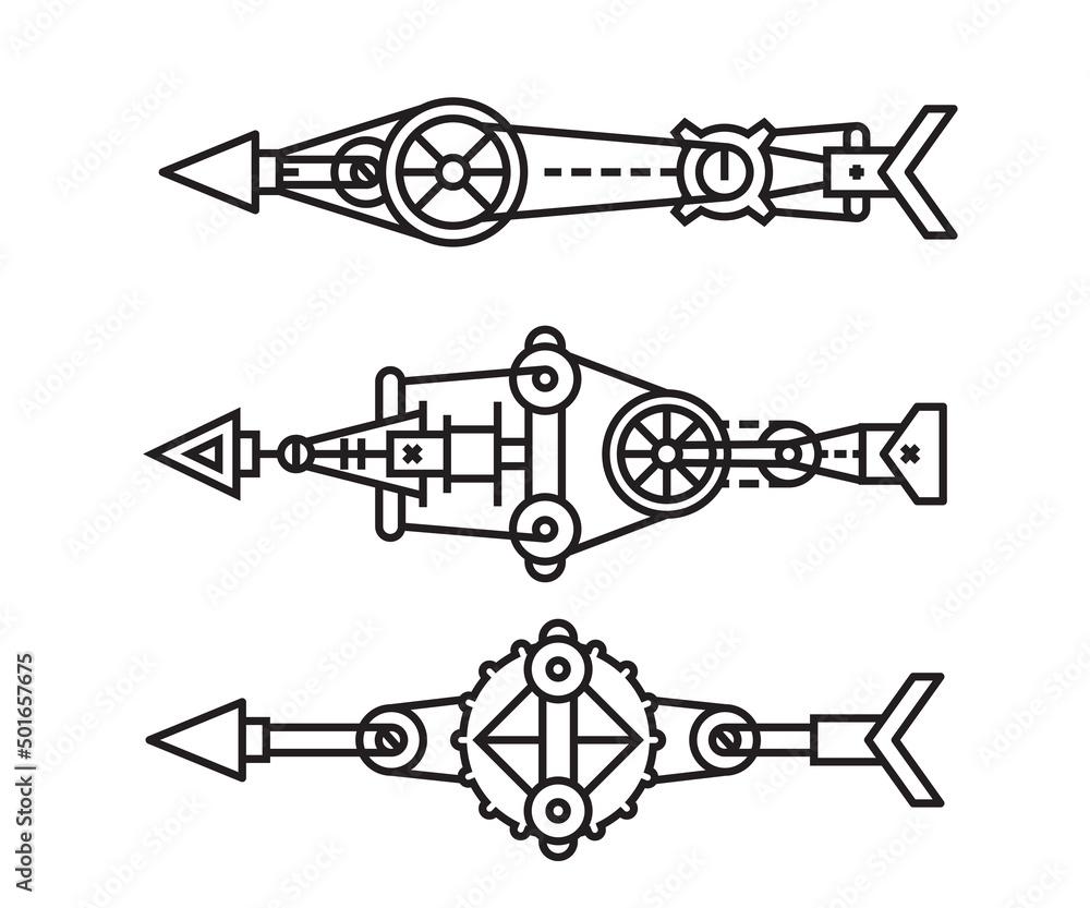 arrows vector line illustration steampunk style arrows vector line illustration steampunk style