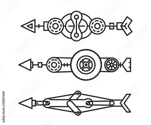 arrows vector line illustration steampunk style