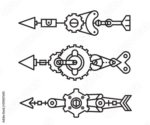 arrows vector line illustration steampunk style