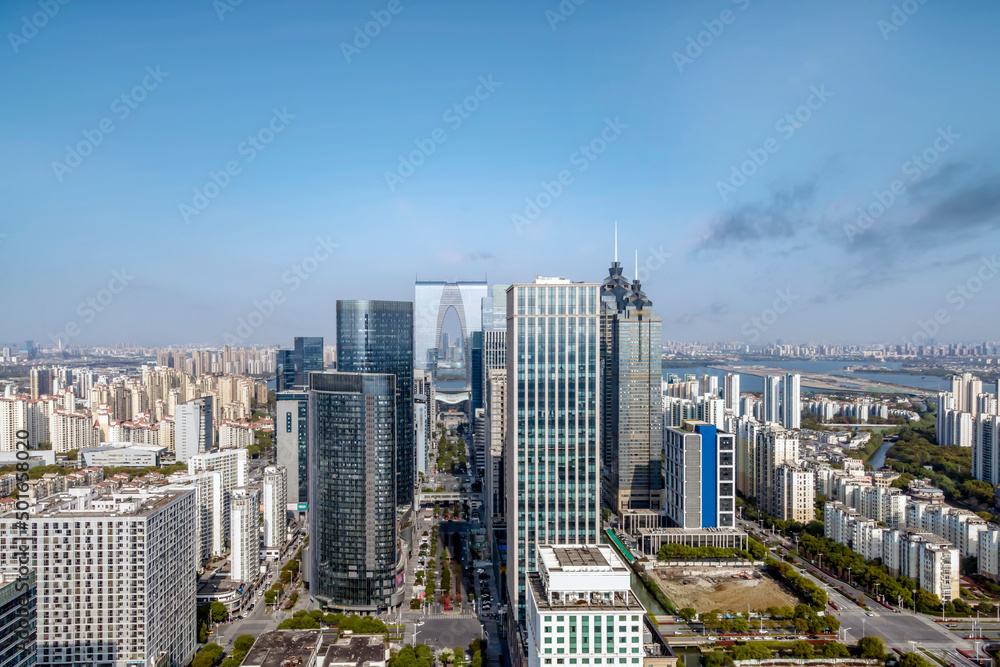 Fototapeta premium aerial photography suzhou city building landscape skyline