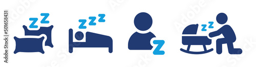 Sleep vector icon collection. Sleeping icon set isolated on white background.