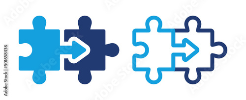 Two jigsaw combined icons. Set of jigsaw symbol of solution icon set. Vector illustration
