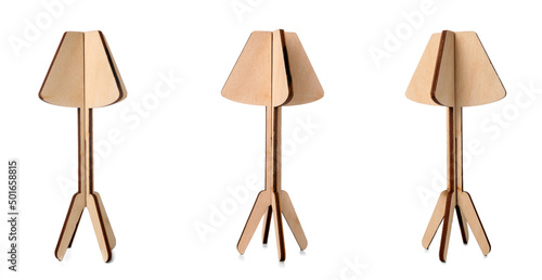 Set of toy wooden lamp isolated on white