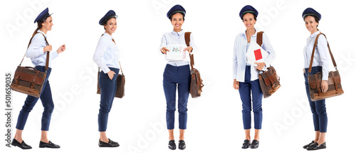 Set of beautiful postwoman ...